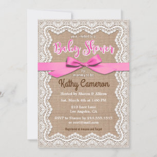 Burlap Canvas en Lace Baby shower Invitation Kaart