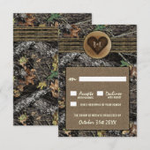 Burlap + Cartes RSVP de mariage Carved Heart Camo (Devant / Derrière)