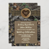 Burlap + Carved Heart Camo Wedding Invitations (Devant / Derrière)