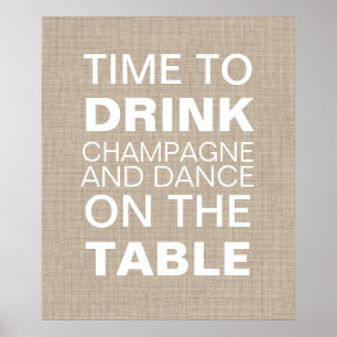 Burlap Champagne Party Poster