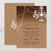 Burlap Chandelier Thanksgiving Kaart (Voorkant / Achterkant)