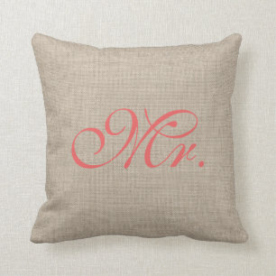 Burlap & Coral de heer Pillow Kussen