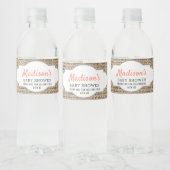 Burlap Country Baby shower Waterfles Etiket (Flessen)