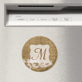 Burlap Country Lace Appliq Monogram Initiaal Magne Magneet (Insitu (Vaatwasser))