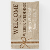 Burlap Country Rustic Custom Wedding Banner (Verticaal)