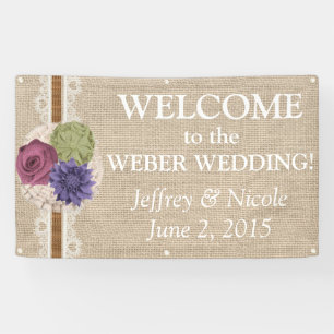 Burlap Country Rustic Custom Wedding Banner