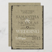 Burlap Country rustieke bruiloft Kaart (Voorkant / Achterkant)