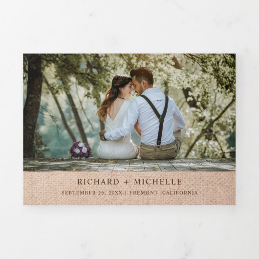 Burlap Cream Bloemen Mason Jar String Licht Bruilo Drieluik Uitnodiging (Cover)