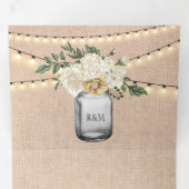 Burlap Cream Bloemen Mason Jar String Licht Bruilo Drieluik Uitnodiging (Binnenzijde eerst)