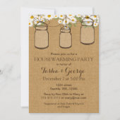 Burlap Daisies Mason Jars Invitation de chauffage (Devant)