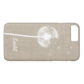 Burlap Dandelion Monogrammed iPhone 7 Plus Coque (Dos (Horizontal))