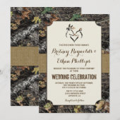 Burlap + Deer Hunting Camo Wedding Invitations Kaart (Voorkant / Achterkant)
