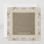 burlap dentelle et fleurs roses invitations de dou (Dos)