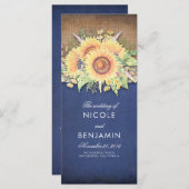 Burlap Dentelle et tournesols Programmes de mariag (Devant / Derrière)