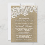 Burlap + Dentelle Mariage Invitations de douche nu (Devant)