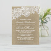 Burlap + Dentelle Mariage Invitations de douche nu (Debout devant)
