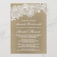 Burlap + Dentelle Mariage Invitations de douche nu