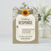 Burlap Dentelle Tournesol Mason Jar Mariage Cartes (Debout devant)