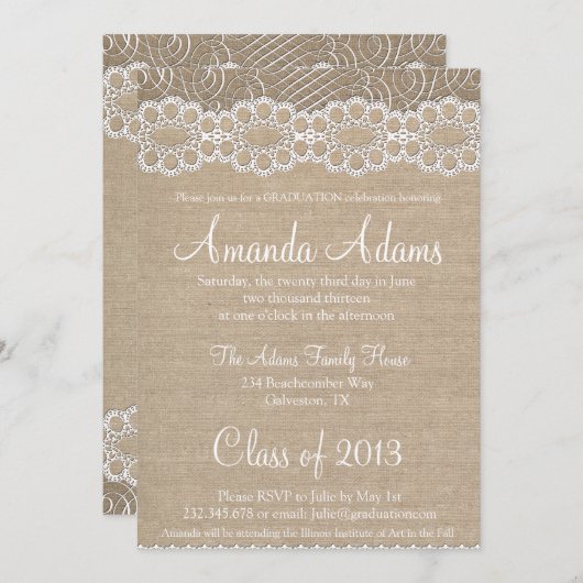 Burlap en  Afstuderen Kaart (Voorkant / Achterkant)