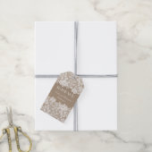 Burlap en  Bloemen Kant Bruiloft Cadeaulabel (Met Touw)