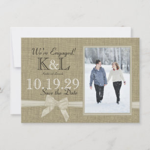 Burlap en Bow Rustic Country Save the Date