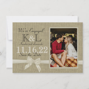 Burlap en Bow Rustic Country Save the Date