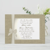 Burlap en Bow Rustic Wedding Kaart (Staand voorkant)