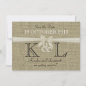Burlap en Bow Sla de datum op Save The Date (Voorkant)