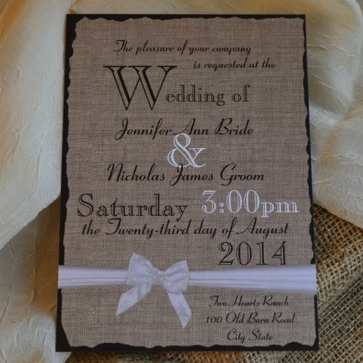 Burlap en Bows Rustic Wedding Kaart