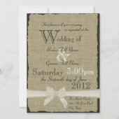 Burlap en Bows Rustic Wedding Kaart (Voorkant)