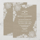 Burlap en Floral Lace bruiloft uitnodigingen (Voorkant / Achterkant)