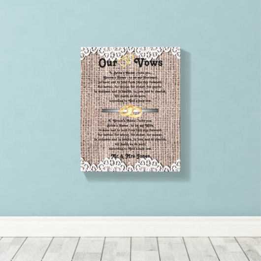 Burlap en kant Huwelijksgeloften Canvas Afdruk (Insitu (Houten vloer))