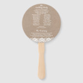 Burlap en Kant Trouwprogramma Circle Fan, Rustiek Handwaaier (Achterkant)