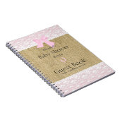 Burlap- en Lace Afbeelding Roze Baby shower Guest Notitieboek (Rechterzijde)