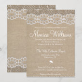 Burlap en  Lace Bridal Shower Invitation Kaart (Voorkant / Achterkant)