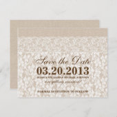 Burlap en Lace | Datum opslaan Save The Date (Voorkant / Achterkant)