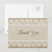 Burlap en Lace Hartelijk dank Briefkaart (Voorkant / Achterkant)