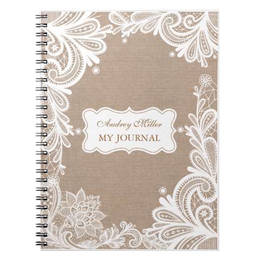 Burlap en Lace Journal Notitieboek (Voorkant)