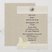 Burlap- en Lace-monogram Bachelorette-partij Kaart (Voorkant / Achterkant)