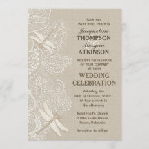Burlap en Lace Rustic Wedding Invitation