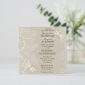 Burlap en Lace Rustic Wedding Invitation Kaart (Staand voorkant)