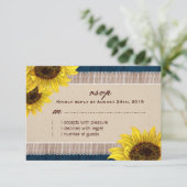 Burlap en Lace, Sunflower RSVP-kaarten RSVP Kaartje (Staand voorkant)
