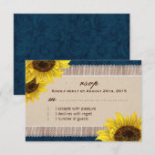 Burlap en Lace, Sunflower RSVP-kaarten RSVP Kaartje (Voorkant / Achterkant)