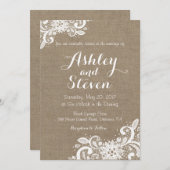 Burlap- en Lace-trouwuitnodiging Kaart (Voorkant / Achterkant)