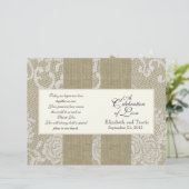Burlap- en Lace Wedding-programma (Staand voorkant)
