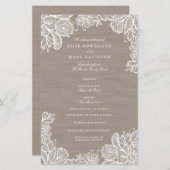 Burlap- en Lace Wedding-programma's (Voorkant / Achterkant)