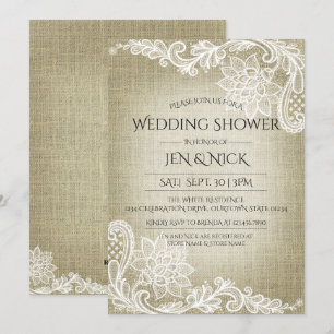 Burlap en Lace Wedding Shower Kaart