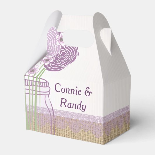 Burlap en Paarse Mason Jar Wedding Favor Box Bedankdoosjes (Voorkant Zijde)