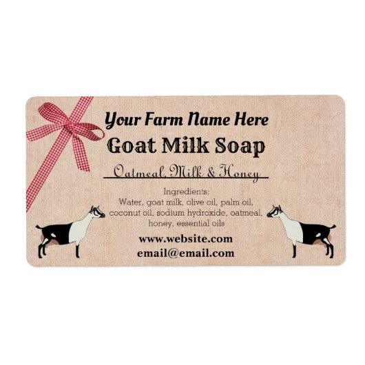 Burlap en Pset Goat Milk Soap Label - Alpine (Voorkant)