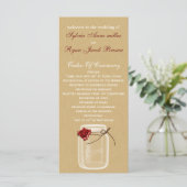 Burlap en Red Rose Mason Jar Wedding Programma (Staand voorkant)